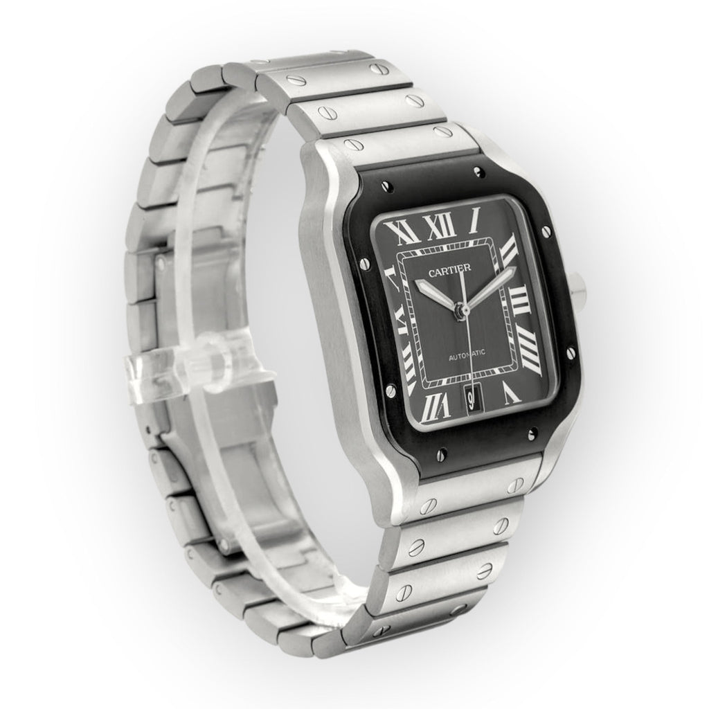Pre-Owned Cartier Santos Steel ADLC WSSA0037 Grey Dial Mens Watch