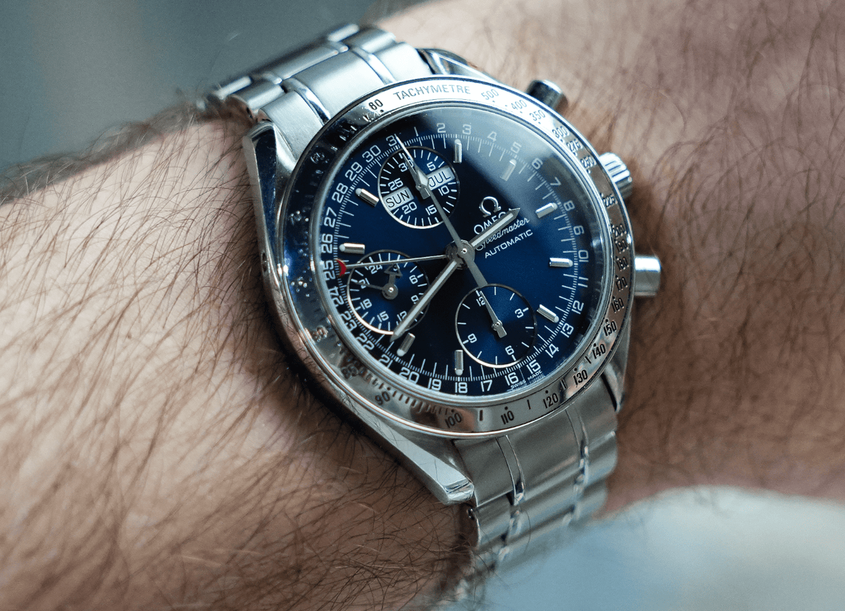 Pre-Owned Omega Speedmaster Day-Date 3523.80.00 â€“ 39mm Blue Dial with Stainless Steel Bracelet