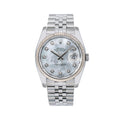 Pre-Owned Rolex Datejust 36MM 116234 White Mother of Pearl Diamond Dial Fluted Bezel Stainless Steel Jubilee Bracelet