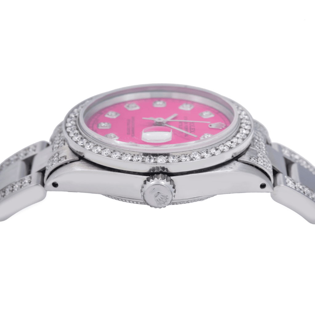 Pre-Owned Rolex Datejust 31MM 78240 Pink Diamond Dial Diamond Bezel Stainless Steel Semi Diamond Oyster Bracelet
