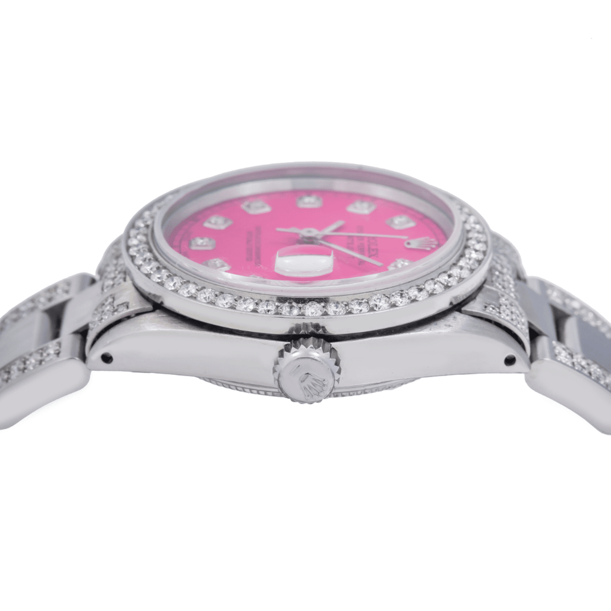 Pre-Owned Rolex Datejust 31MM 78240 Pink Diamond Dial Diamond Bezel Stainless Steel Semi Diamond Oyster Bracelet