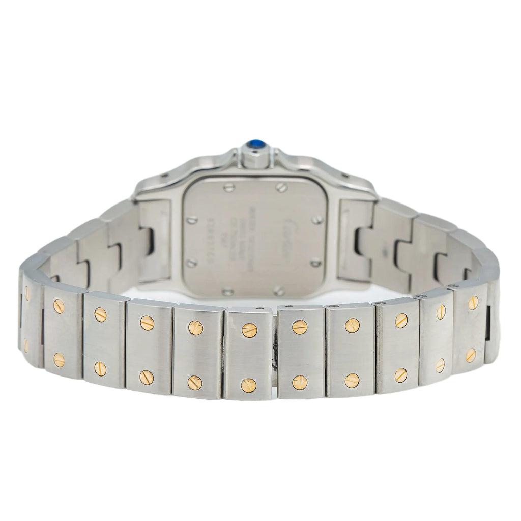Pre-Owned Cartier Santos Galbée 24MM W20012C4 Ivory Roman Dial Yellow Gold Bezel Two Tone Yellow Gold Bracelet