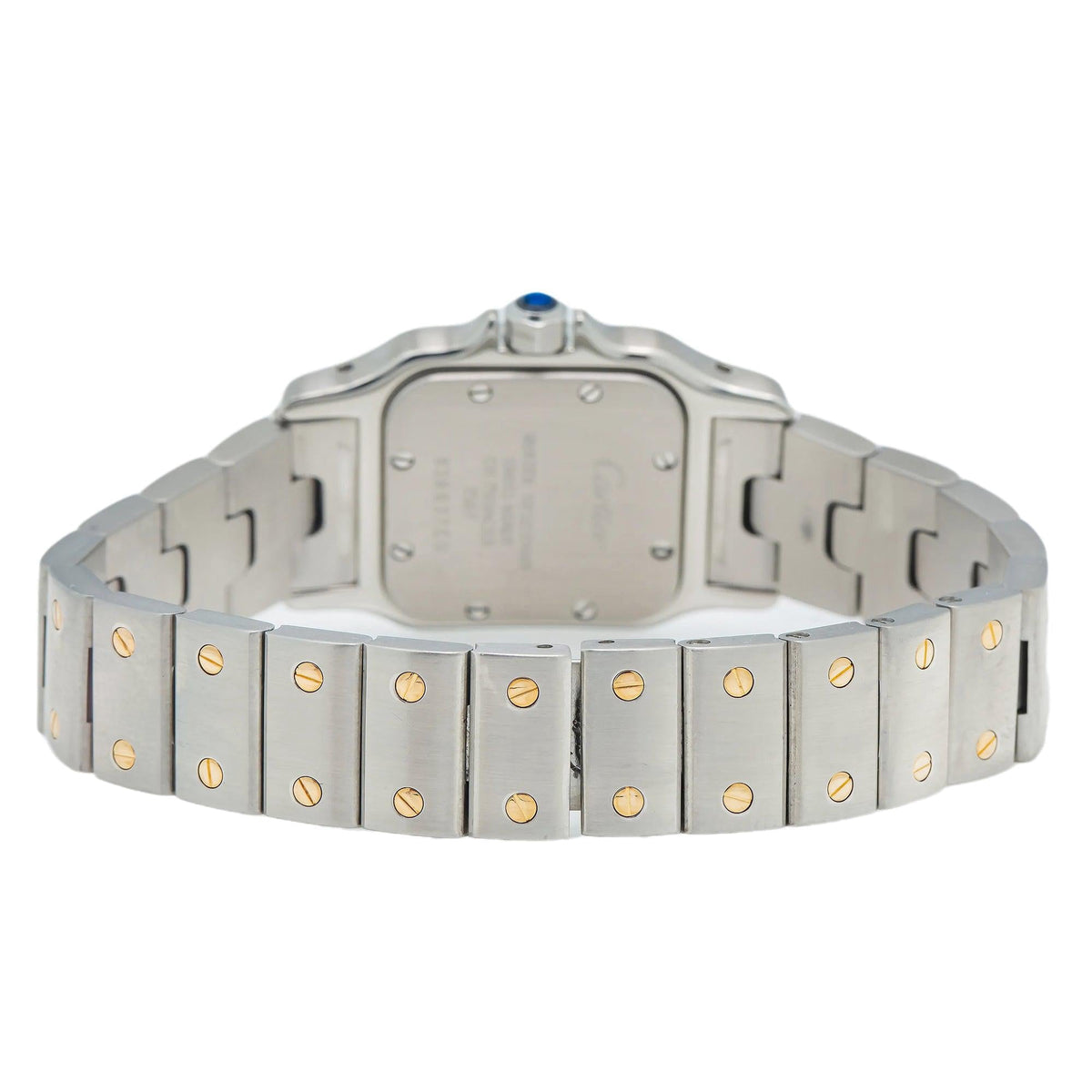 Pre-Owned Cartier Santos Galbée 24MM W20012C4 Ivory Roman Dial Yellow Gold Bezel Two Tone Yellow Gold Bracelet