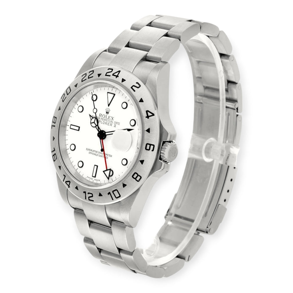 Pre-Owned Rolex Explorer II 16570 Polar White Dial Steel Mens Watch