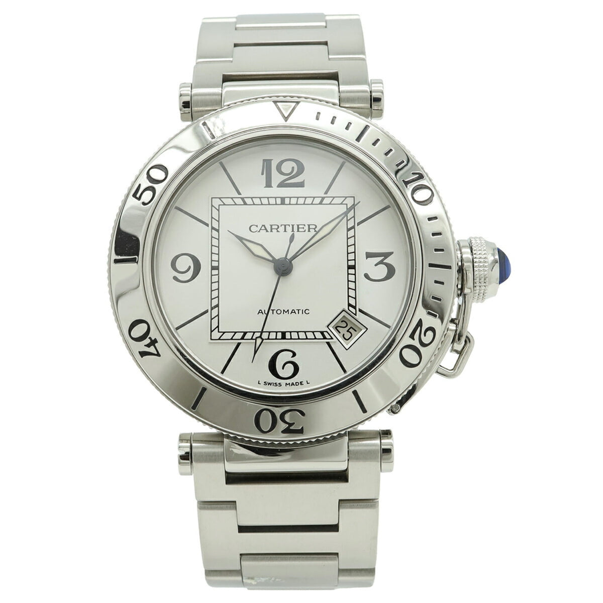 Pre-Owned Cartier Pasha Seatimer, silver dial, automatic transmission, men's watch, W31080M7