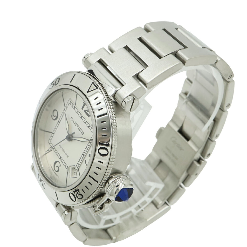 Pre-Owned Cartier Pasha Seatimer, silver dial, automatic transmission, men's watch, W31080M7