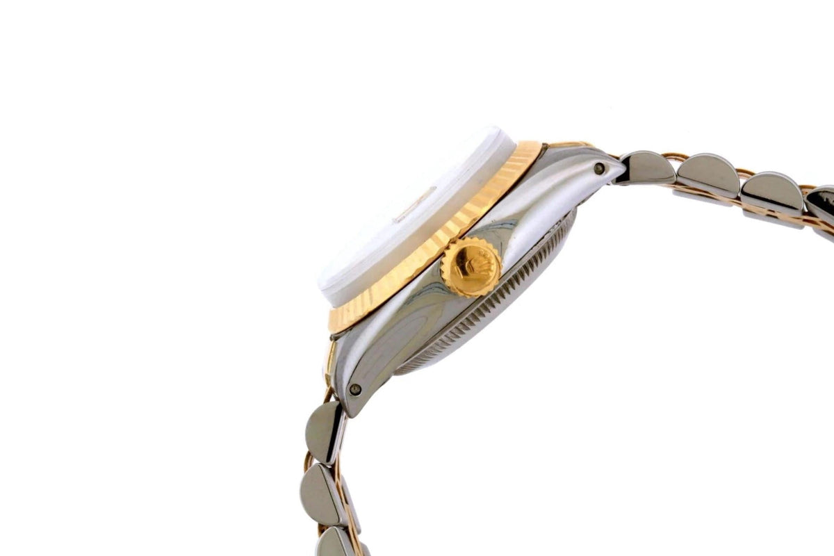 Pre-Owned Rolex Datejust 26MM 69173 Turquoise Diamond Dial Fluted Bezel Two Tone Yellow Gold Jubilee Bracelet