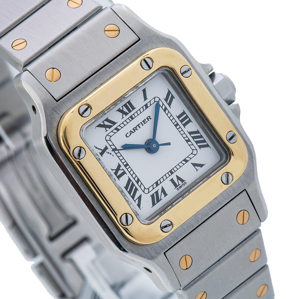 Pre-Owned Cartier Santos Galbee W20057C4 24MM White Dial With Two Tone Bracelet