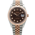 Pre-Owned Rolex Datejust 41MM 126331 Chocolate Diamond Dial Fluted Bezel Two Tone Rose Gold Jubilee Bracelet