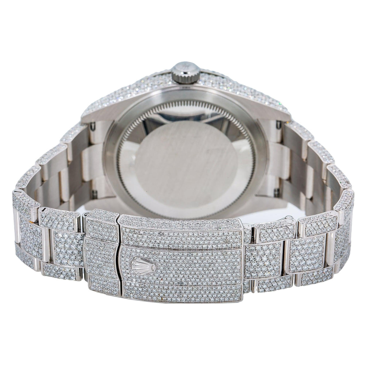 Pre-Owned Rolex Sky-Dweller 42MM 326934 Diamond Paved Roman Dial Diamond Bezel Stainless Steel Full Diamond Oyster Bracelet 16.75ct