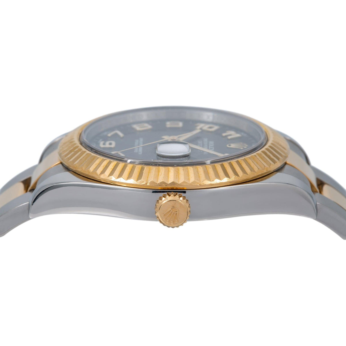 Pre-Owned Rolex Datejust 41MM 116333 Black Arabic Dial Fluted Bezel Two Tone Yellow Gold Oyster Bracelet