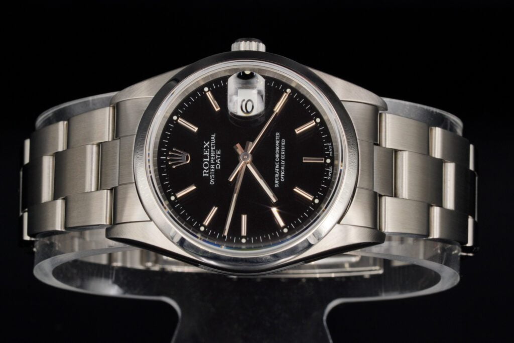 Pre-Owned Mens Rolex Stainless Steel Date Watch Black Dial 15200