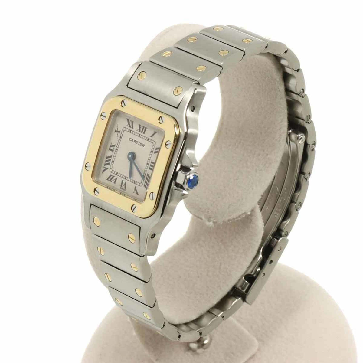 Pre-Owned Cartier Santos Galbee SM W20012C4 Two-Tone Ladies' Watch, Ivory & 18K Yellow Gold,...