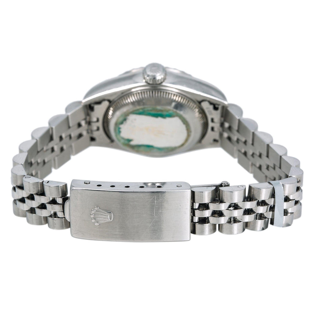 Pre-Owned Rolex Date 26MM 6924 Brown Dial Engine Turned Bezel Stainless Steel Jubilee Bracelet
