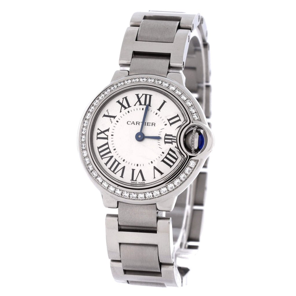 Pre-Owned Ballon Bleu de Cartier Quartz Watch Stainless Steel with Diamond Bezel 28 By Rebag