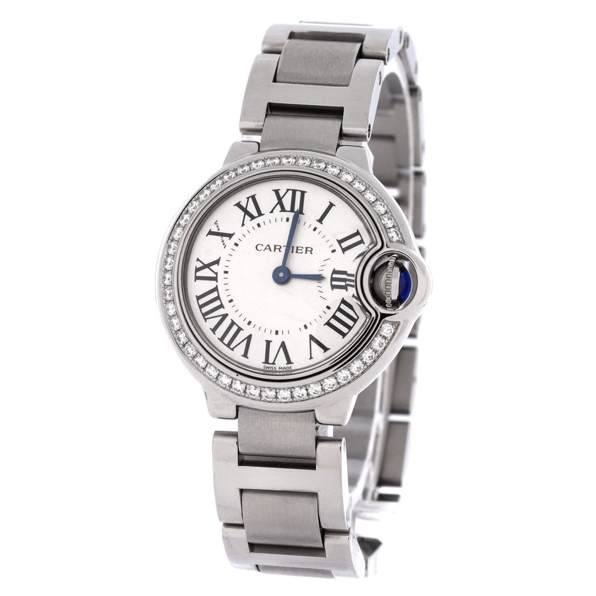 Pre-Owned Ballon Bleu de Cartier Quartz Watch Stainless Steel with Diamond Bezel 28 By Rebag