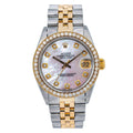 Pre-Owned Rolex Datejust 31MM 6824 Pink Mother of Pearl Diamond Dial Diamond Bezel Two Tone Yellow Gold Jubilee Bracelet