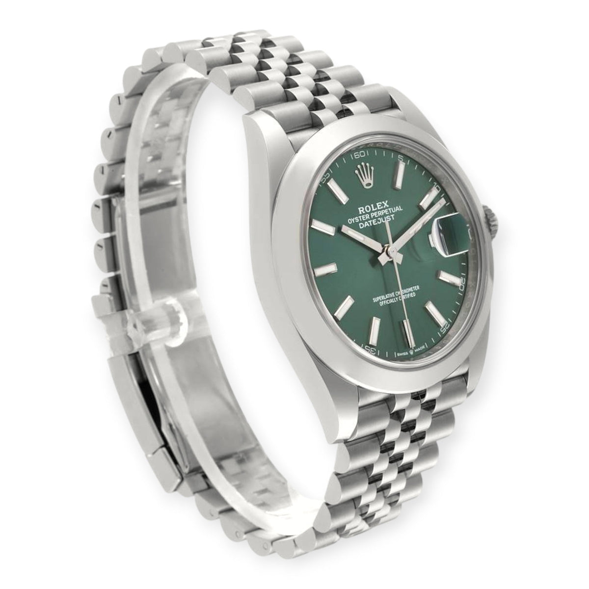 Pre-Owned Rolex Datejust 41 Mint Green Dial 126300 Steel Mens Watch