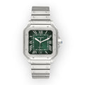Pre-Owned Cartier Santos Large Green Dial Steel Mens Watch WSSA0062