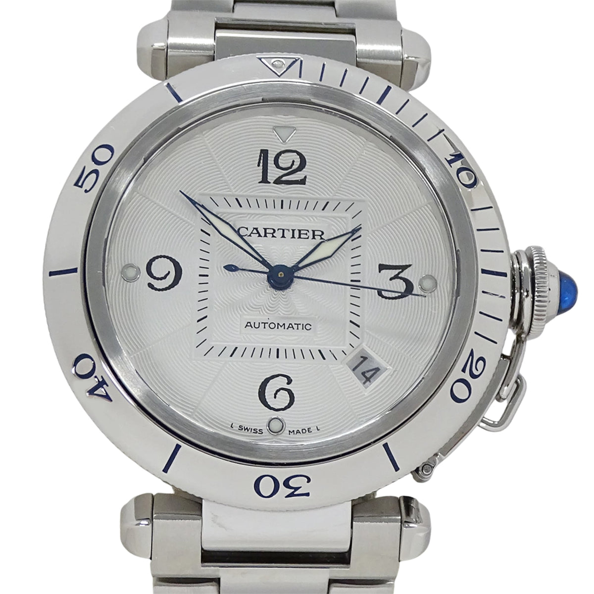 Pre-Owned Cartier Pasha Grid Date Automatic Watch for Men, Stainless Steel (SS) W31040H3,...