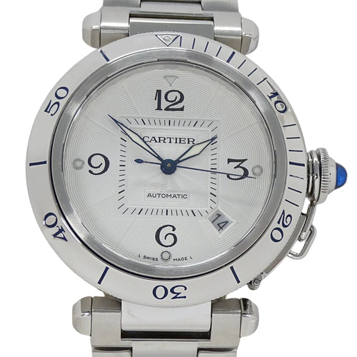 Pre-Owned Cartier Pasha Grid Date Automatic Watch for Men, Stainless Steel (SS) W31040H3,...