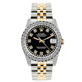 Pre-Owned Rolex Datejust 26MM 69173 Black Diamond Dial Diamond Bezel Two Tone Yellow Gold Jubilee Bracelet 1.2ct