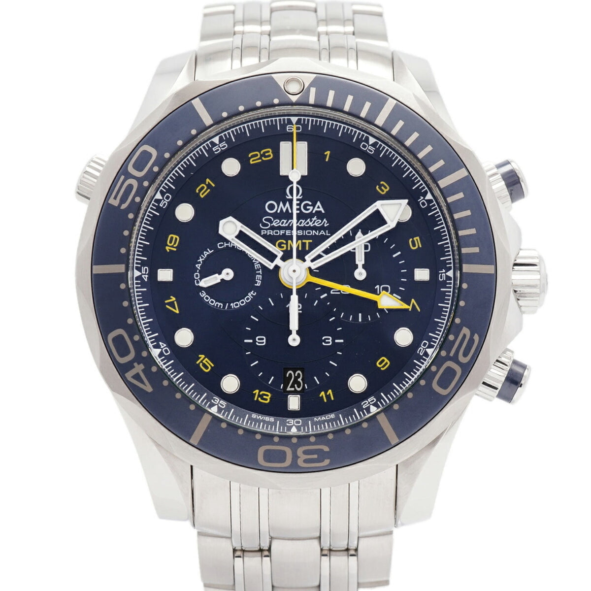 Pre-Owned Omega Seamaster Diver 300M GMT 212.30.44.52.03.001 Blue Dial Men's Watch