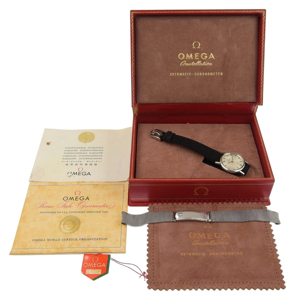 Pre-Owned Omega De Ville 565.005 Women's Watch - Stainless Steel x Leather Strap, Silver,...