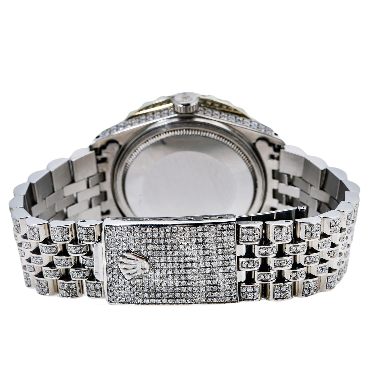 Pre-Owned Rolex Datejust 36MM 16030 Diamond Paved Eastern Arabic Dial Diamond Bezel Stainless Steel Full Diamond Jubilee Bracelet 8.75ct