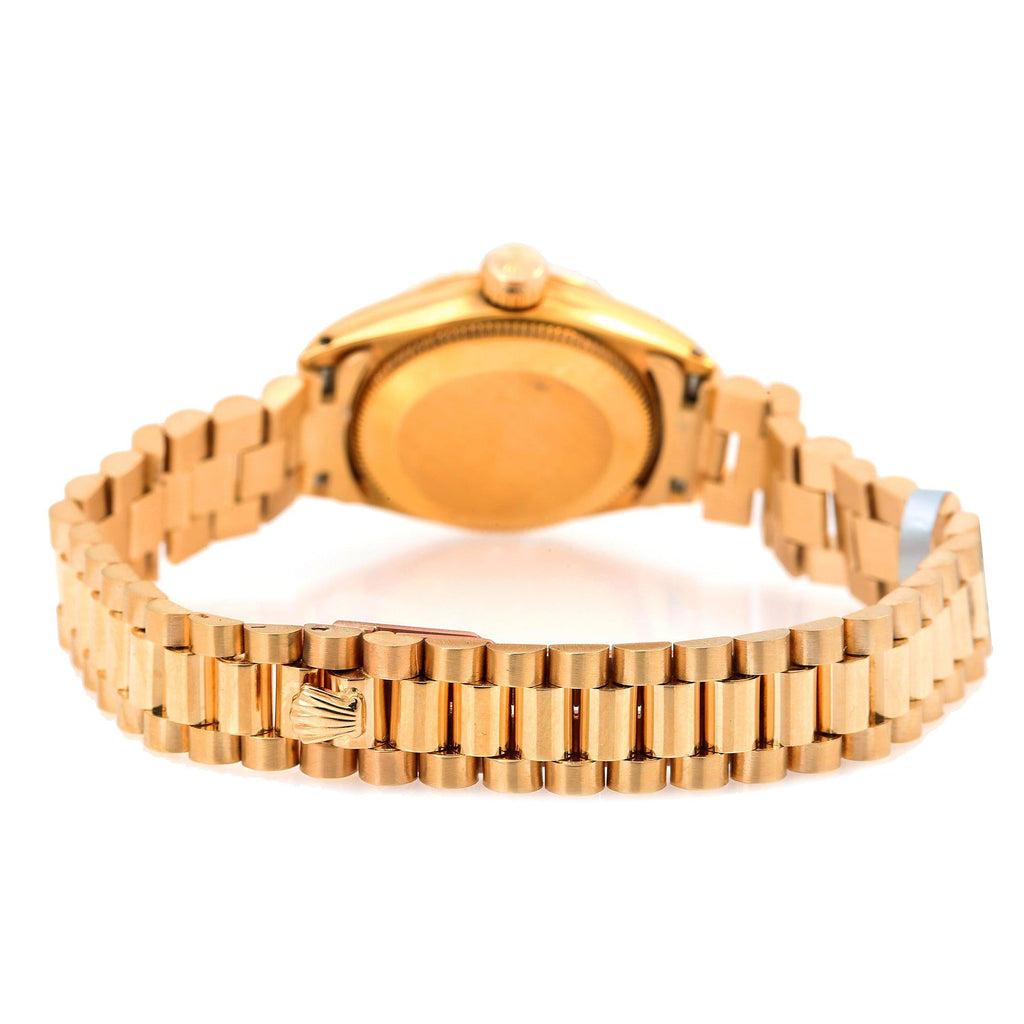 Pre-Owned Rolex Datejust 26MM 6917 Mother of Pearl Diamond Dial Fluted Bezel 18K Yellow Gold President Bracelet