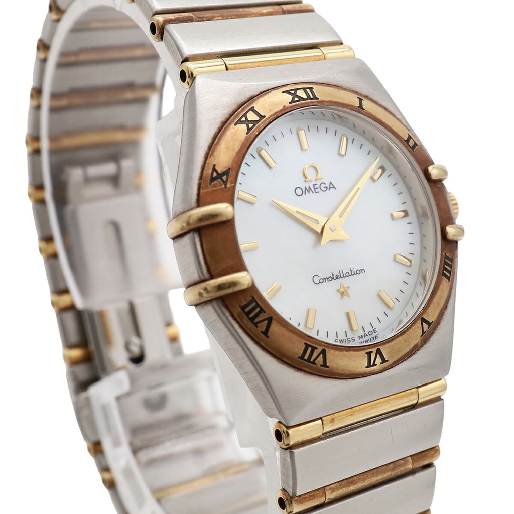 Pre-Owned OMEGA Constellation '95 Full Bar White Mother-of-Pearl Dial Stainless Steel Yellow...