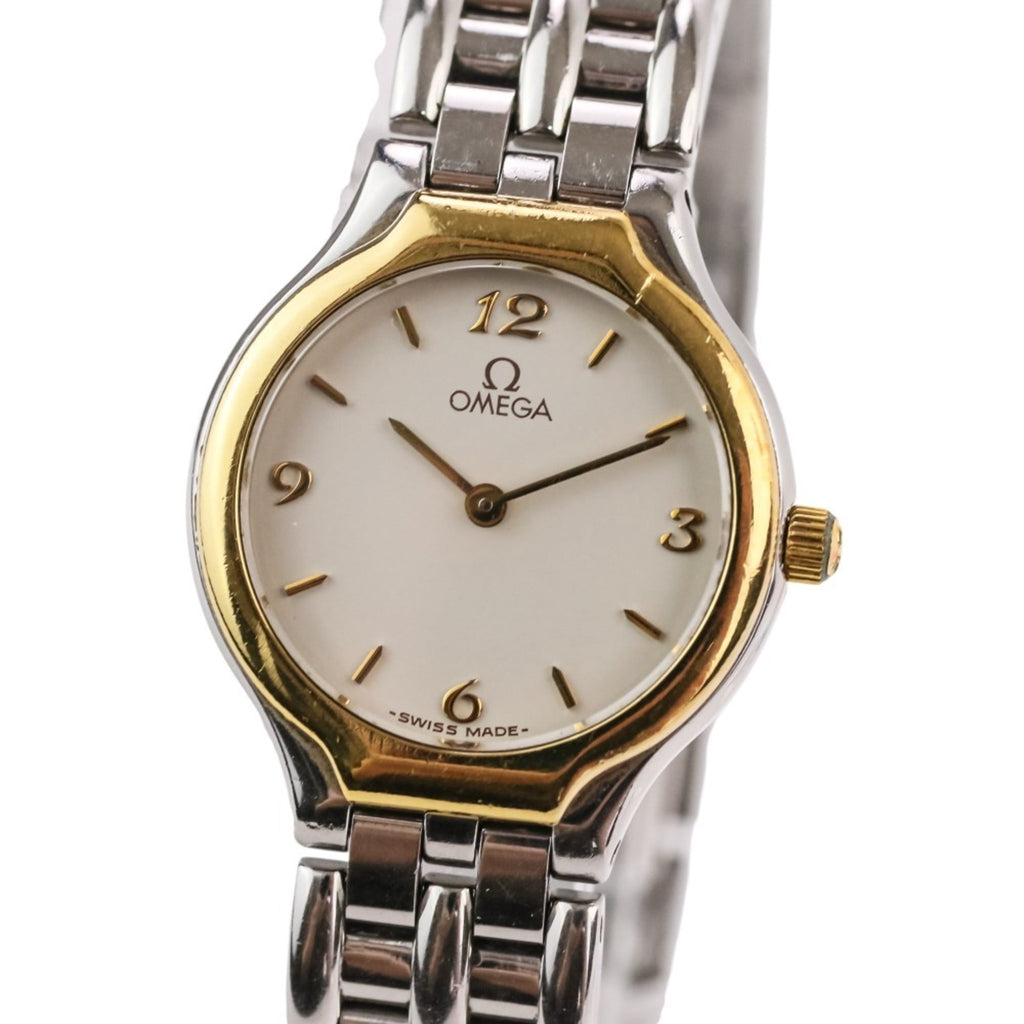 Pre-Owned OMEGA De Ville Symbol Quartz Watch, White Dial, Silver/Gold Color, Women's
