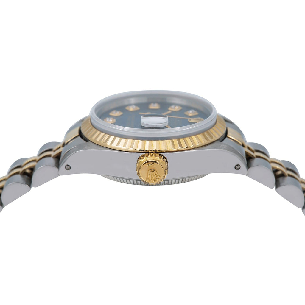 Pre-Owned Rolex Datejust 26MM 6917 Blue Diamond Dial Fluted Bezel Two Tone Yellow Gold Jubilee Bracelet