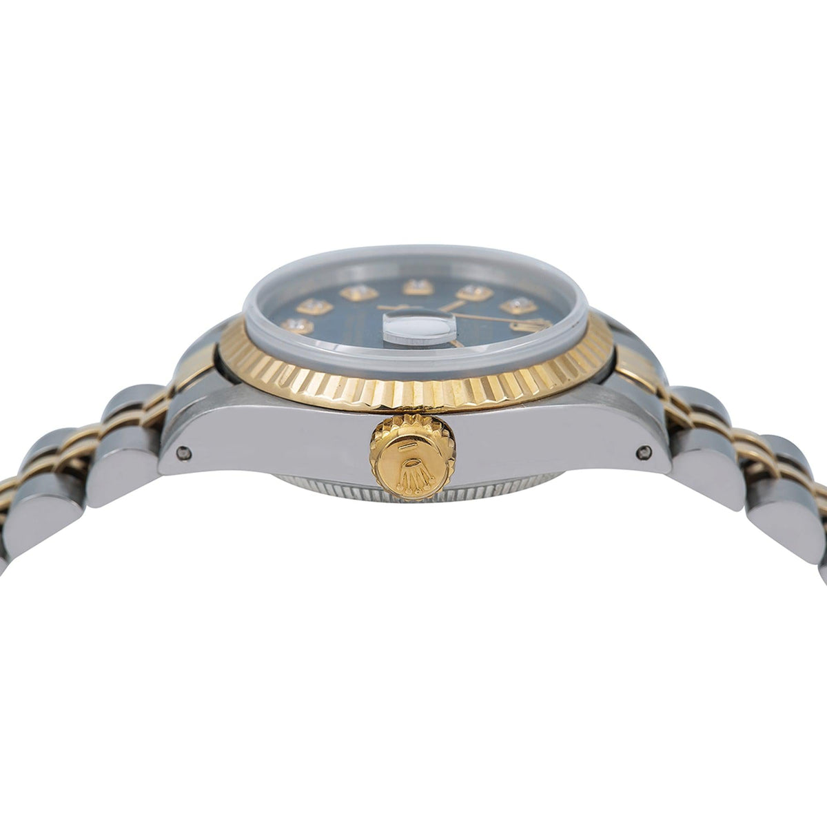 Pre-Owned Rolex Datejust 26MM 6917 Blue Diamond Dial Fluted Bezel Two Tone Yellow Gold Jubilee Bracelet