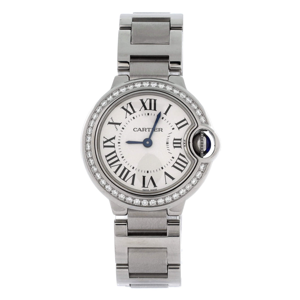 Pre-Owned Ballon Bleu de Cartier Quartz Watch Stainless Steel with Diamond Bezel 28 By Rebag