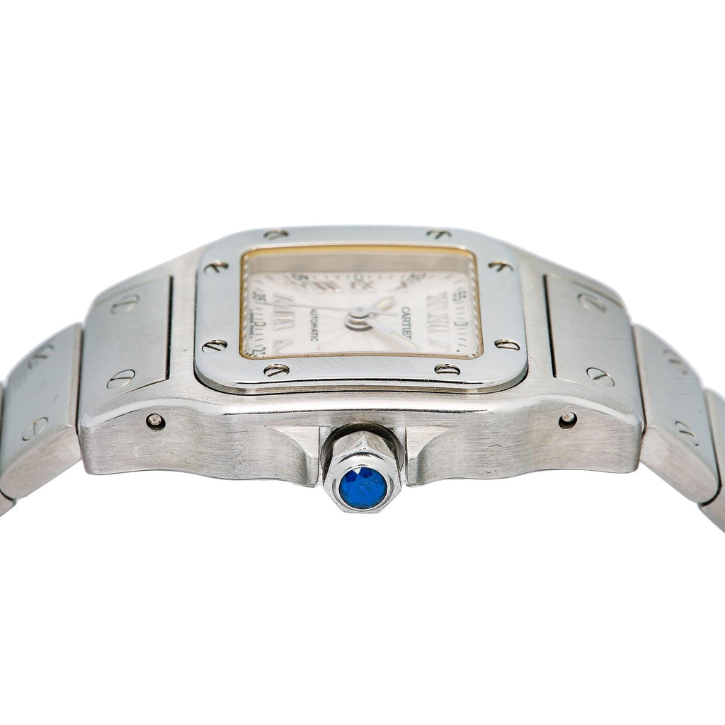 Pre-Owned Cartier Santos Galbee 2423 24MM White Dial With Stainless Steel Bracelet