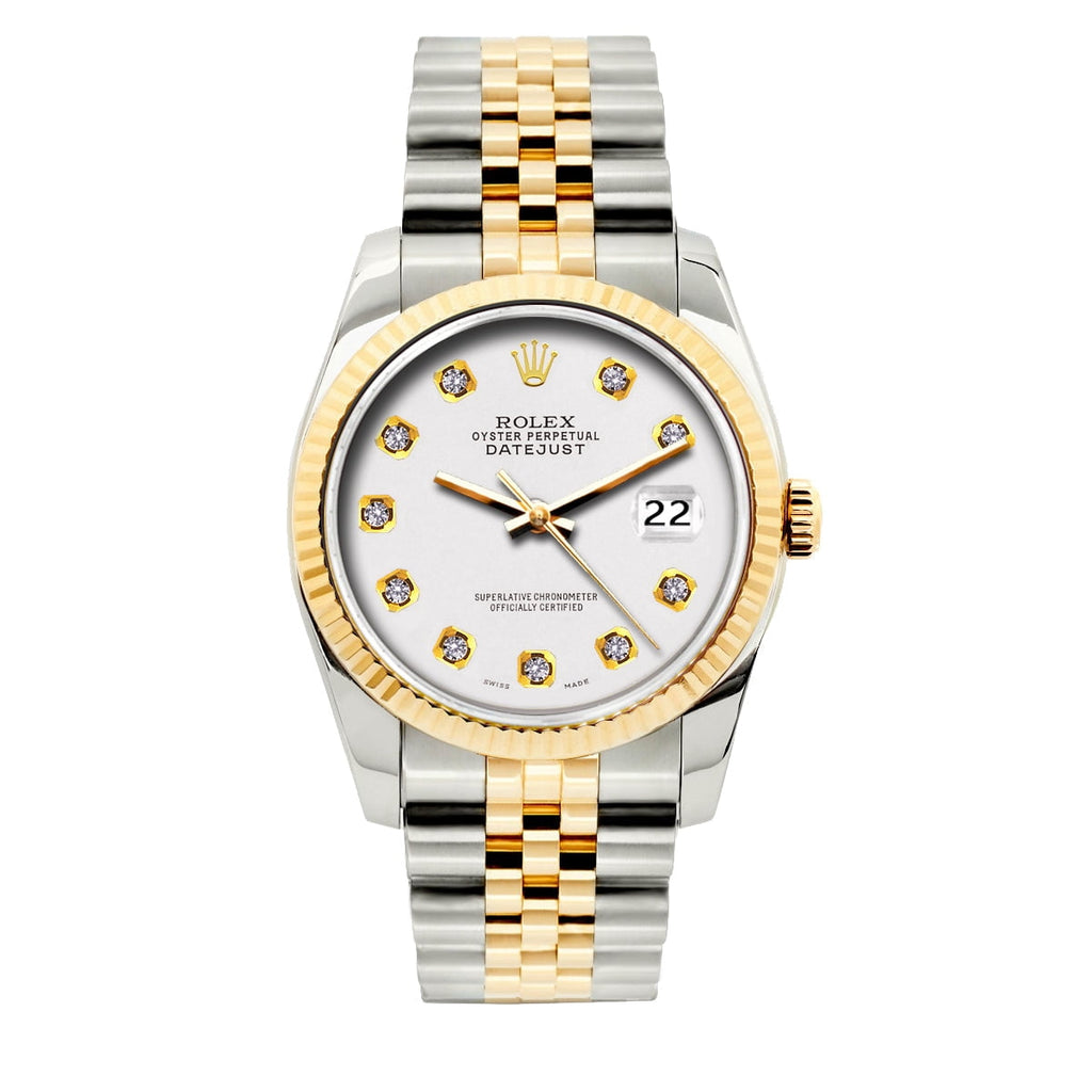 Pre-Owned Rolex Datejust 36mm White Dial Two-Tone Yellow Gold and Stainless Steel Bracelet Watch