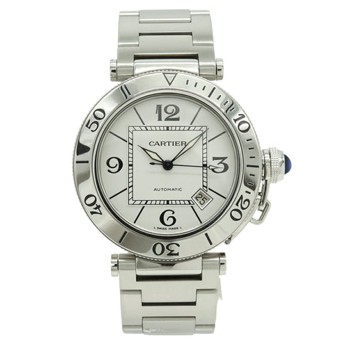 Pre-Owned Cartier Pasha Seatimer, silver dial, automatic transmission, men's watch, W31080M7