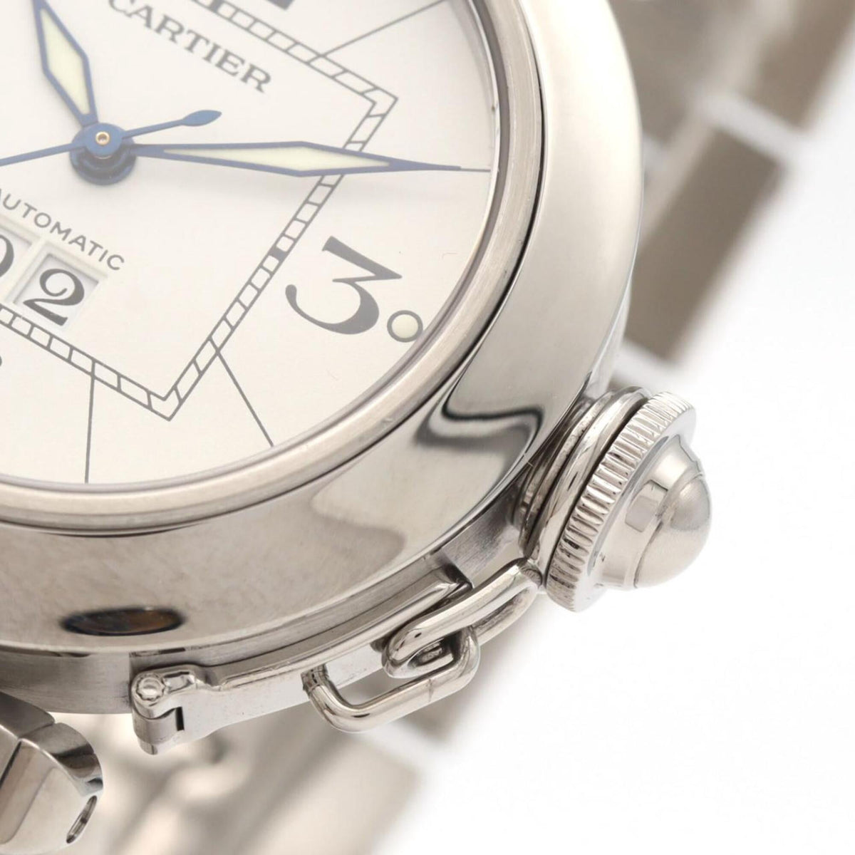 Pre-Owned Cartier Pasha C Grande Date W31055M7 Stainless Steel Automatic Watch