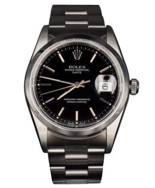Pre-Owned Mens Rolex Stainless Steel Date Watch Black Dial 15200