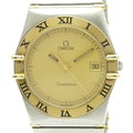 Pre-Owned OMEGA Constellation 18K Gold Steel Quartz Mens Watch 396.1080 Polished
