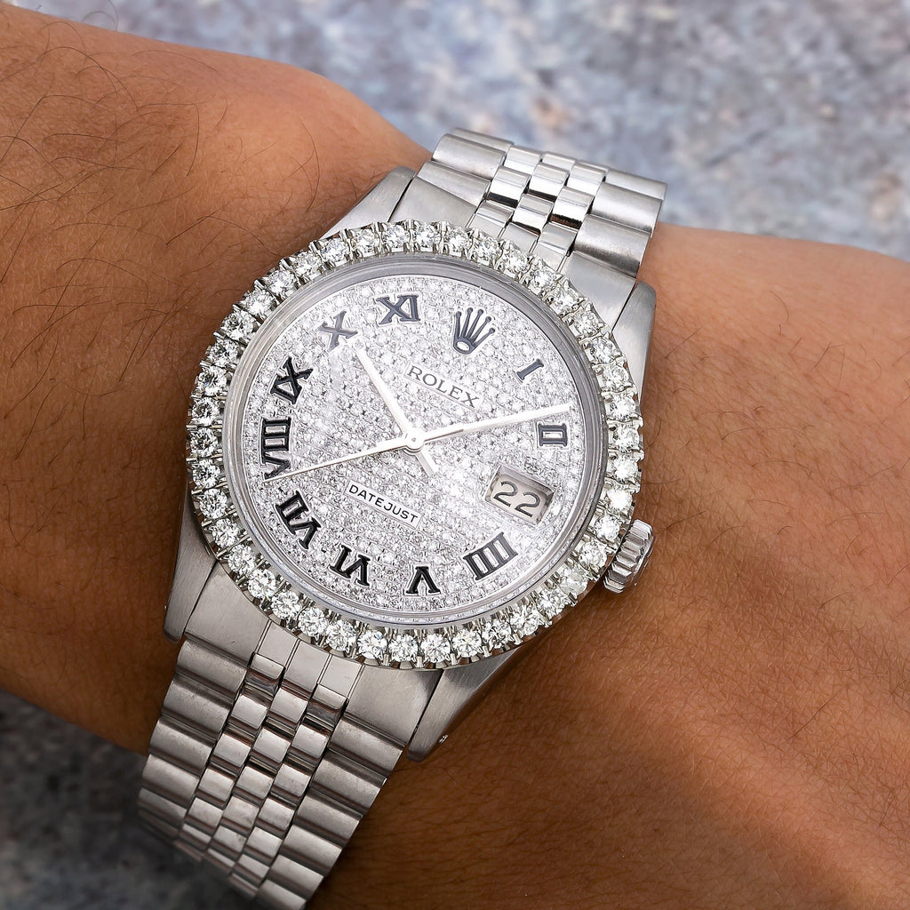 Pre-Owned Rolex Datejust 16014 36 mm White Diamond Dial Stainless Steel Jubilee Bracelet Men’s Watch