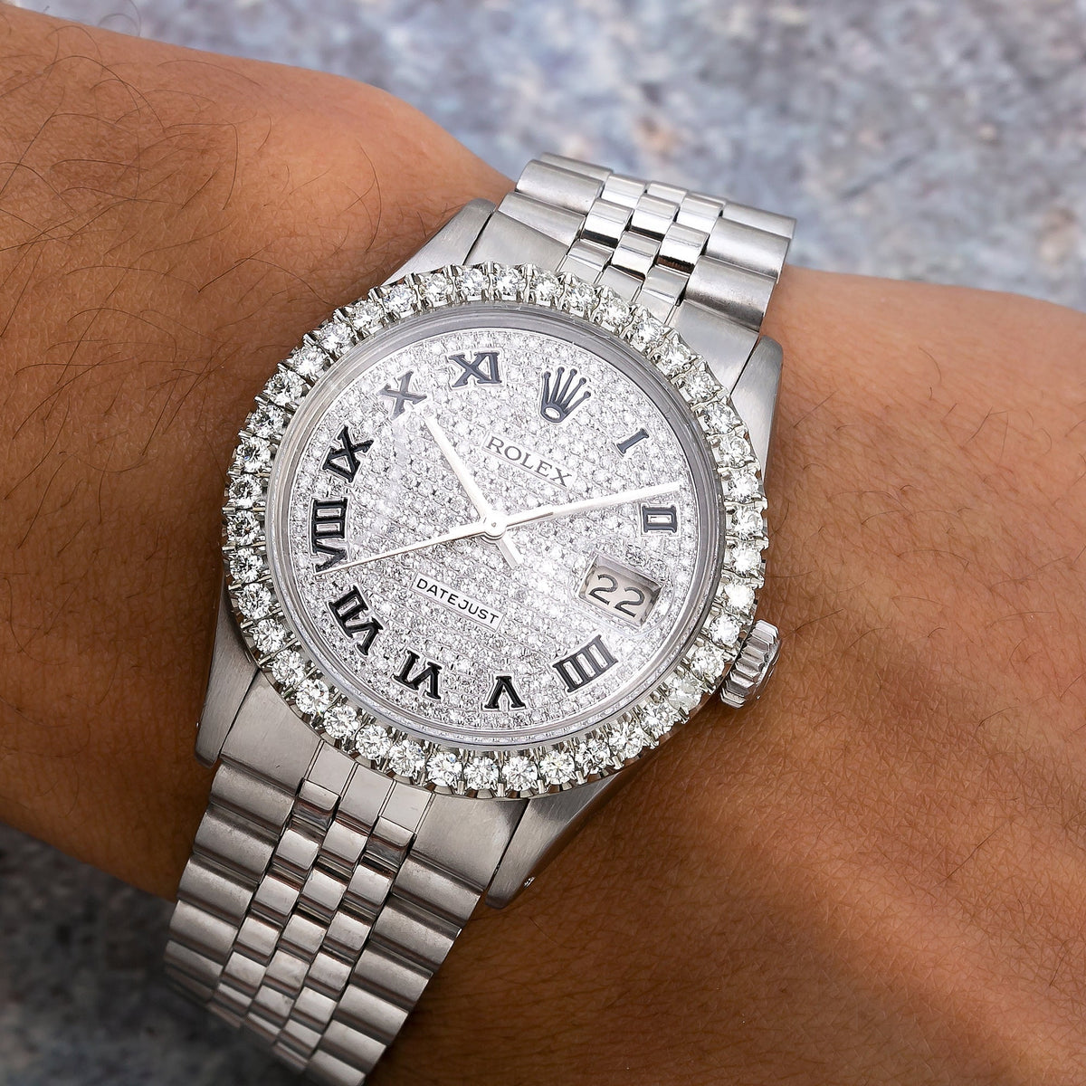 Pre-Owned Rolex Datejust 16014 36 mm White Diamond Dial Stainless Steel Jubilee Bracelet Men’s Watch