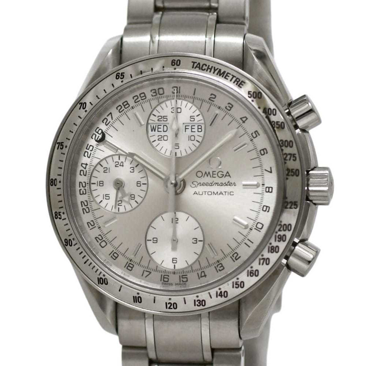 Pre-Owned Omega Speedmaster Triple Calendar Watch, Cream White Silver, 3523.30, Chronograph,...