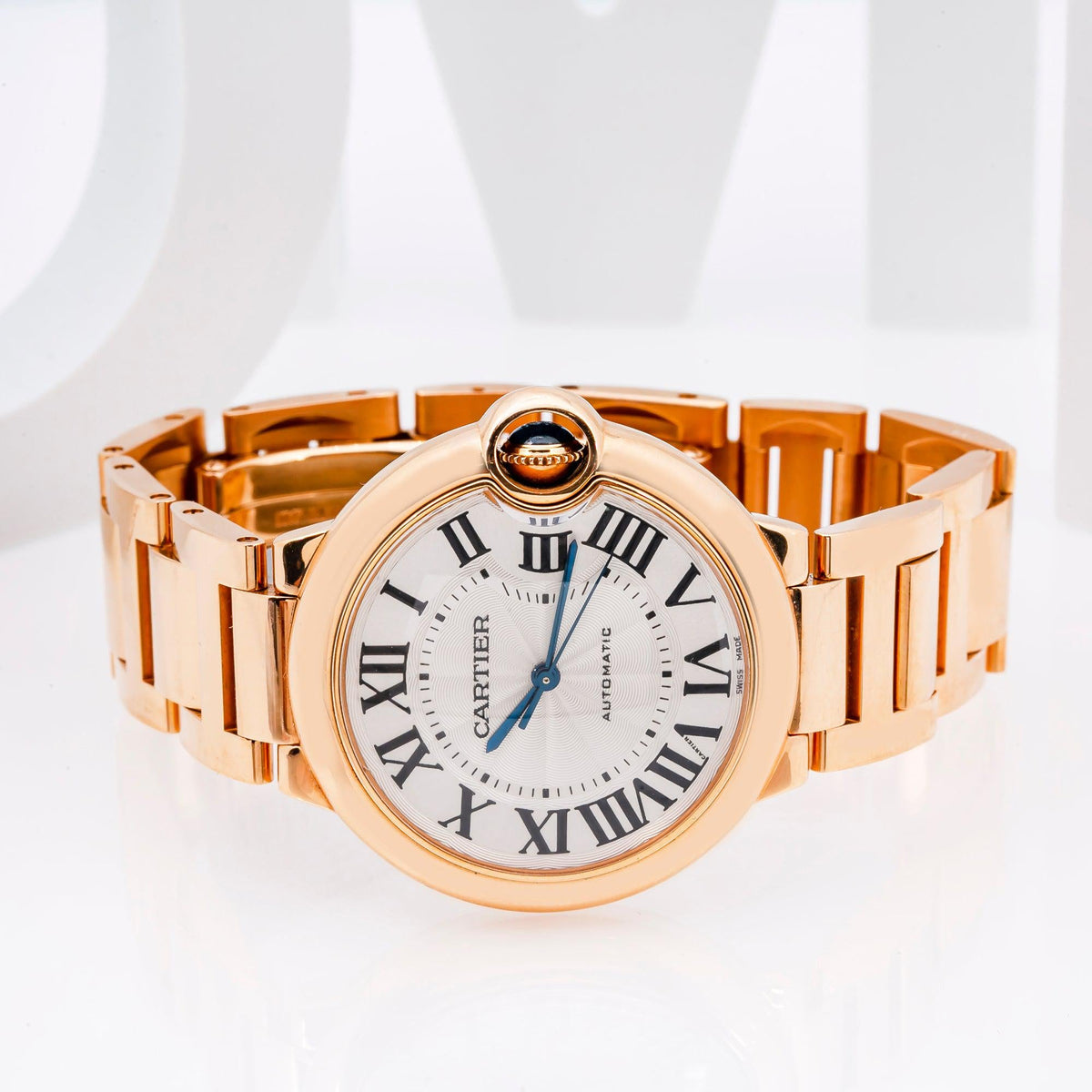 Pre-Owned Cartier Ballon Bleu W69004Z2 36MM White Dial With Rose Gold Bracelet