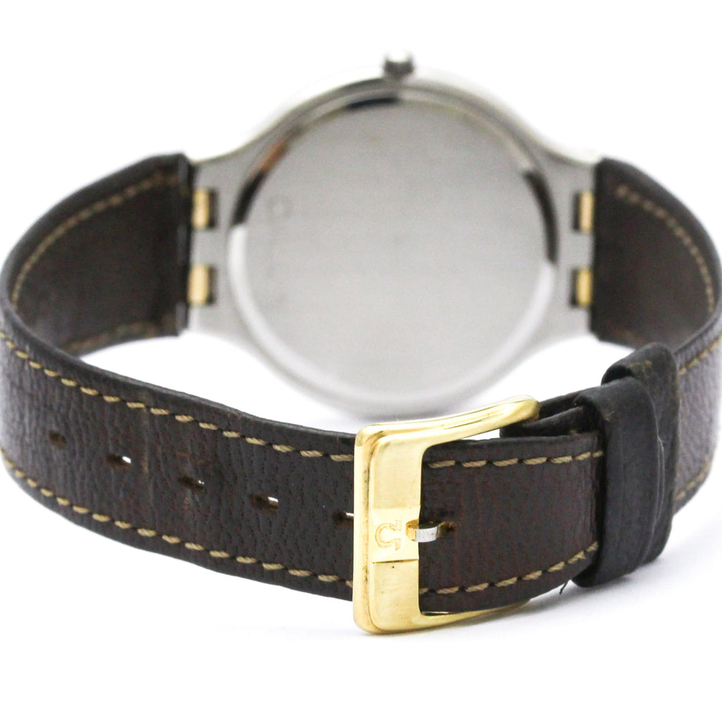 Pre-Owned OMEGA De Ville Symbol K18 Gold Steel Quartz Mens Watch 196.0316 Polished