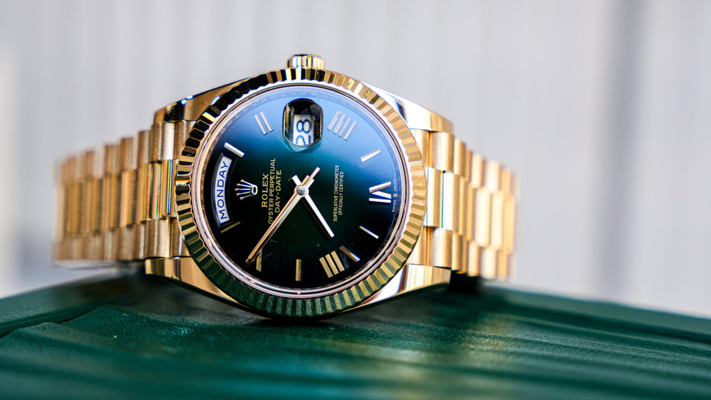 Pre-Owned Rolex Day-Date 40 Green Ombre Dial â€“ 228238
