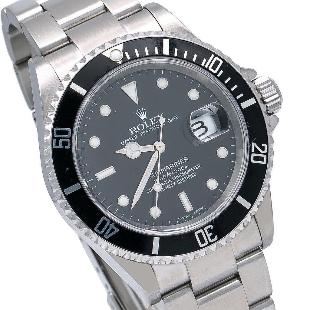 Pre-Owned Rolex Submariner Date 40MM 16610 Black Dial Black Bezel Stainless Steel Oyster Bracelet
