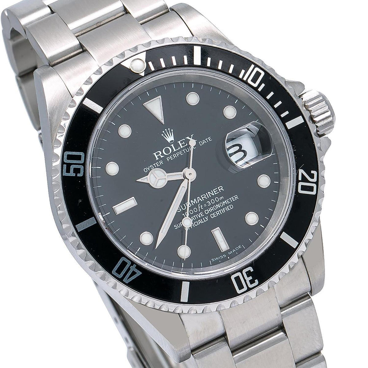 Pre-Owned Rolex Submariner Date 40MM 16610 Black Dial Black Bezel Stainless Steel Oyster Bracelet