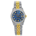 Pre-Owned Rolex Datejust 31MM 6824 Blue Diamond Dial Diamond Bezel Two Tone Yellow Gold Full Diamond Jubilee Bracelet
